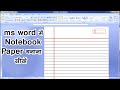 How To Make Notebook Paper In Ms Word Ms Word Me Notebook Page Kaise Banate Hai