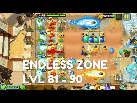 Plants vs Zombies 2 - Ancient Egypt | Endless Zone All Max Level Plants Test Level 81 - 90