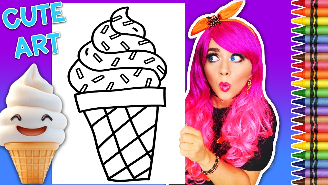 Coloring an Ice Cream Cone 🍦 | Cute & Satisfying Coloring Page + Crayola Crayons