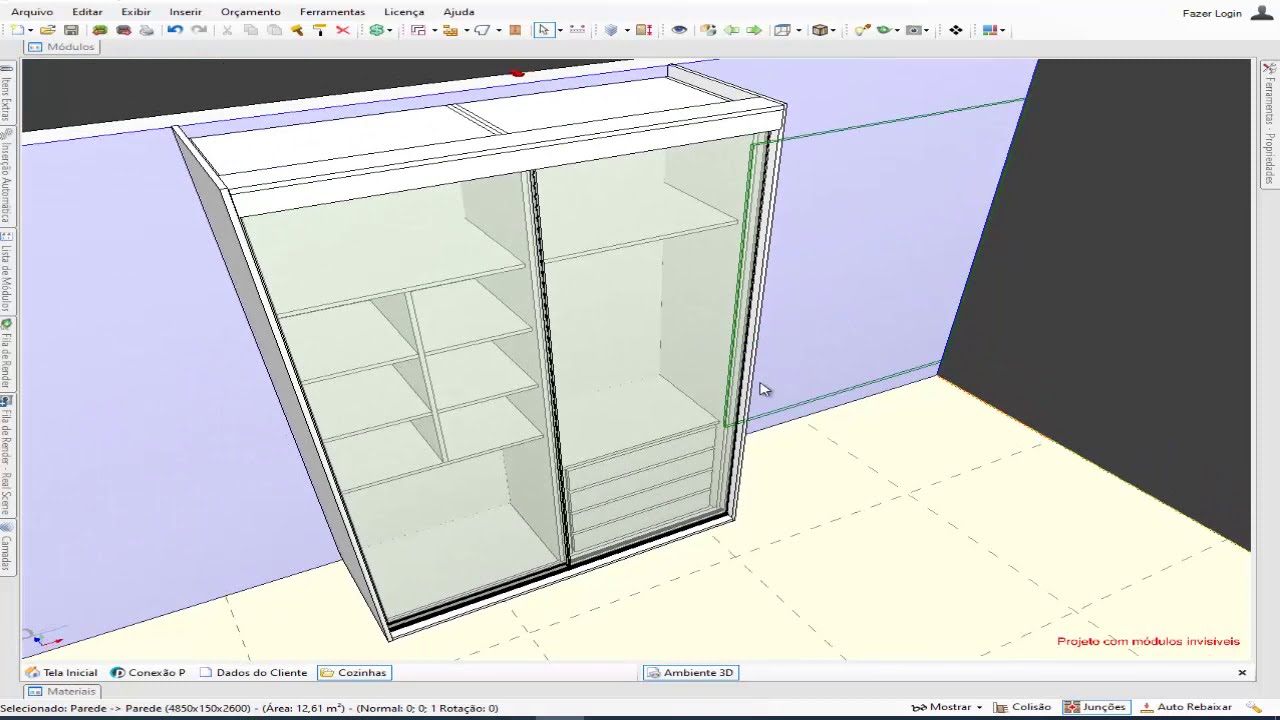 Cuidados ao inserir portas deslizantes no promob