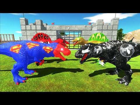 SUPERMAN & DEADPOOL TEAM CASTLE DEATH RUN - Animal Revolt Battle Simulator