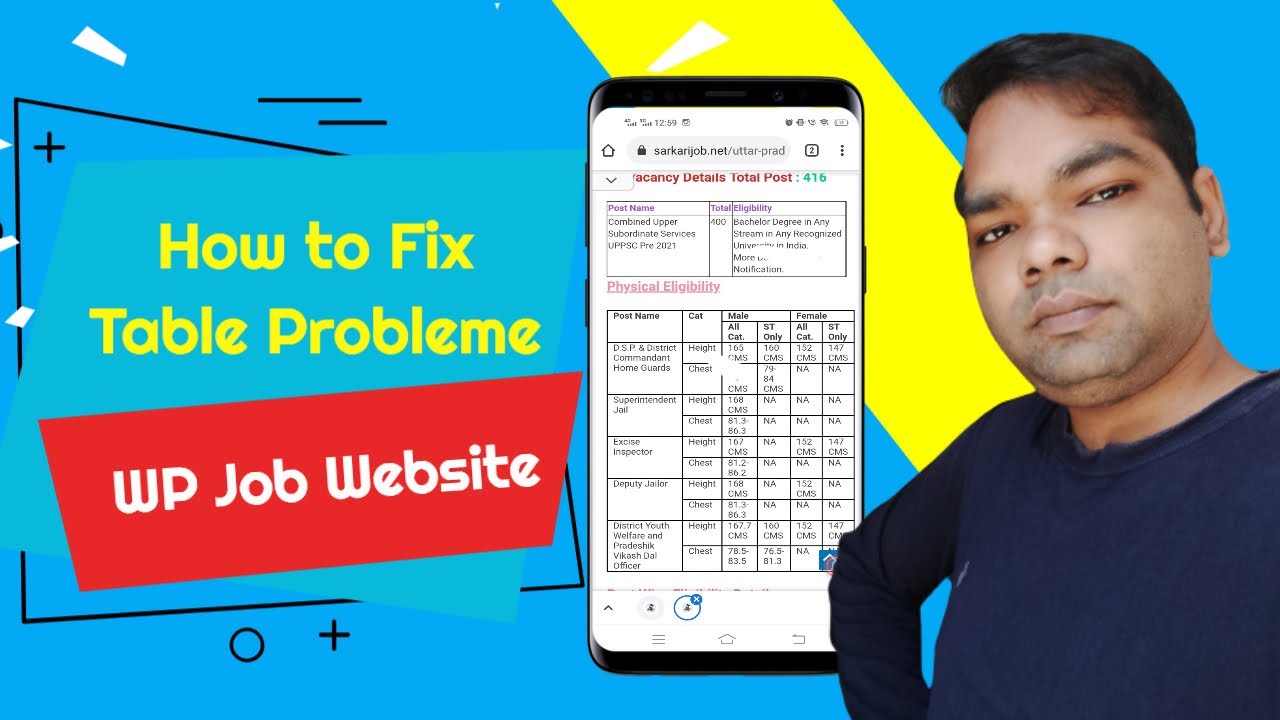 How to fix Table Problem in Sarkari Result job website in WordPress.