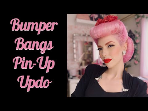 Pin-Up Updo with Bumper Bangs | Using hair donuts