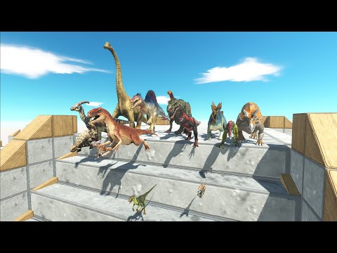 FALL STAIR PYRAMID RACING ALL DINOSAURS - Animal Revolt Battle Simulator