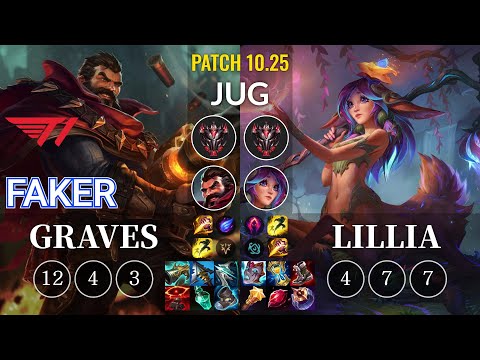 T1 Faker Graves vs Lillia Jungle - KR Patch 10.25