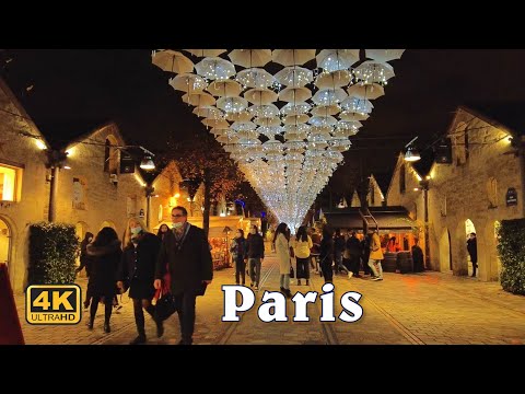 🇨🇵🎄Paris France,  Christmas Walk 2021 | Paris Christmas Lights - Bercy Village [4K UHD]