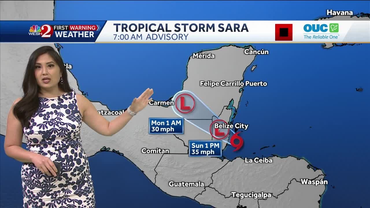 Tropical Storm Sara moving across Central America; Remnants expected to bring rain to Florida