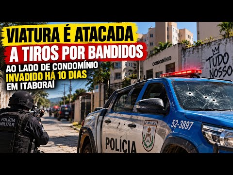 VIATURA É ATACADA A TlR0S POR BANDlD0S AO LADO DE CONDOMÍNIO INVADIDO HÁ 10 DIAS EM ITABORAÍ