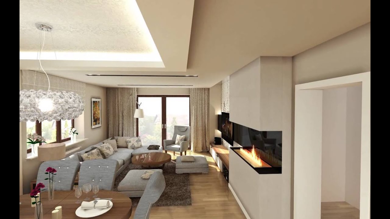 Projekt salonu z jadalnią i otwartą kuchnią - Artdekor Studio Projektowe