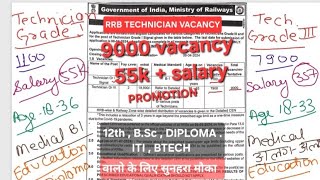 RRB ALP TECHNICIAN 9000 VACANCY DETAILS , SALARY , PROMOTION , ELIGIBILITY , JOB FOR 12th STUDENTS
