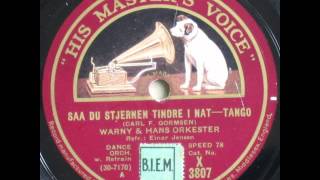 Saa du Stjernen i Nat, Tango - Jens Warny; Einar Jensen 1931