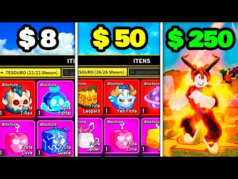 Conta de R$8 VS R$250 no Blox Fruits