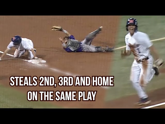 Ole Miss players goes from 1st to home on a pickoff, a breakdown