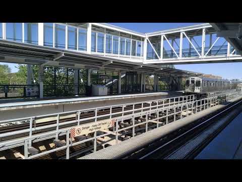 CTA Green Line Trains At Laramie EL Station 5/5/21
