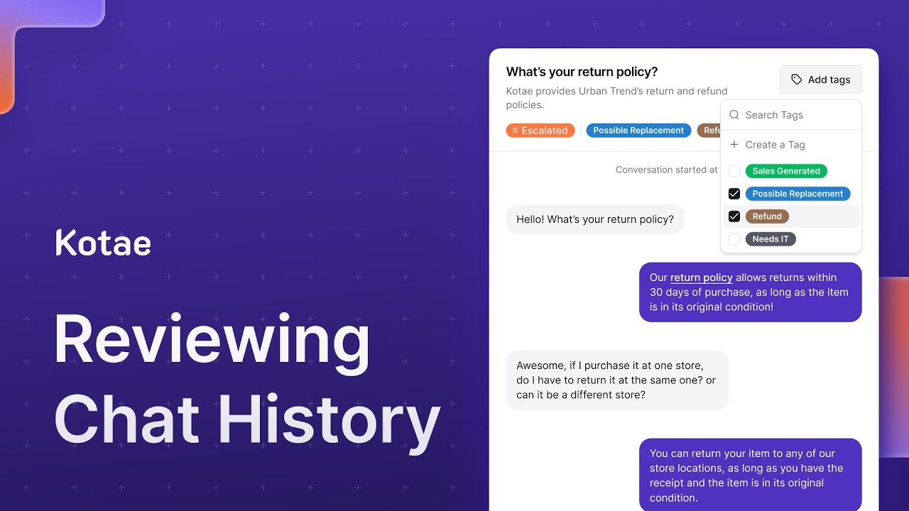 Kotae Tutorial: Reviewing Chat History