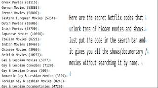 Secret Netflix Codes