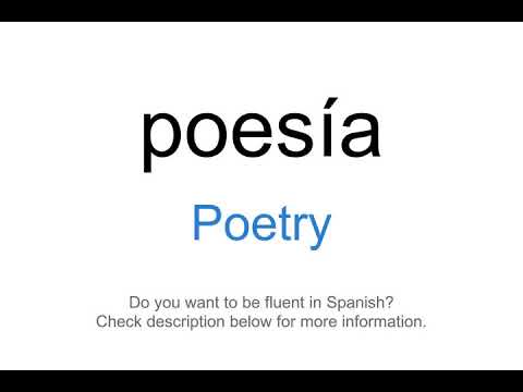 How to say "Poetry" in Spanish | poesía