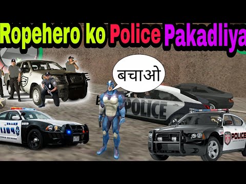 Rope hero vice town gameplay | first time rope hero is arrested gameplay in hindi | rope hero game