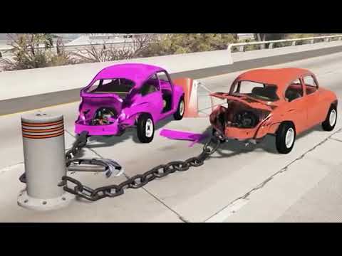 Chained Cars vs Bollards | Crash Cars