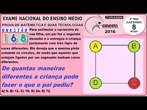 CURSO MATEMÁTICA ENEM 2016 QUESTÃO 168 PROVA ROSA RESOLVIDA EXAME NACIONAL ENSINO MÉDIO 2ª Aplicação