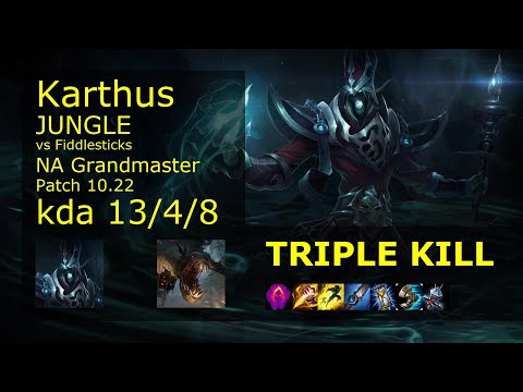 Karthus vs Fiddlesticks Jungle - NA Grandmaster 13/4/8 Patch 10.22 Gameplay