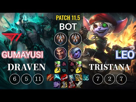 T1 Gumayusi Draven vs Leo Tristana Bot - KR Patch 11.5