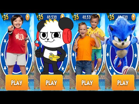 Sonic Dash vs Tag with Ryan vs Vlad and Niki - Movie Sonic vs All Bosses Run Gameplay