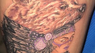 Realistic Bear Chief ! Tattoo Timelapse