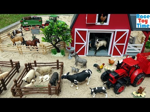 Farm Animal Toys in the sandbox - Fun Toy Animals For Kids