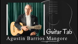 Guitar TAB - Agustin Barrios Mangore : Vidalita (1885-1944) Tutorial Sheet Lesson #iMn