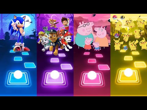 Sonic VS Paw Patrol Team VS Peppa Pig Team VS Pikachu Team - Tiles Hop Edm Rush!
