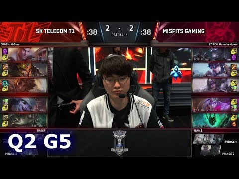 SK Telecom T1 vs Misfits | Game 5 Quarter Finals S7 LoL Worlds 2017 | SKT vs MSF G5