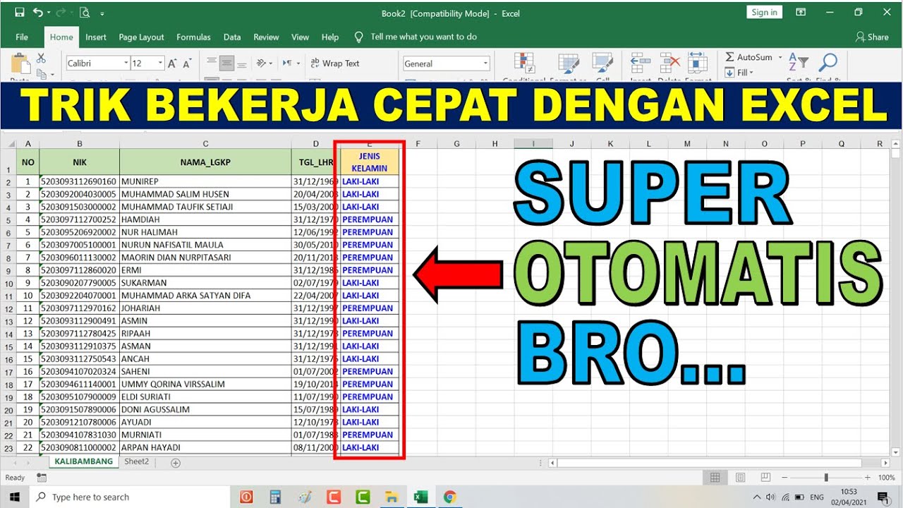 2 Cara Mudah Membuat Tulisan Laki Laki dan Perempuan Secara Otomatis di Ms Excel