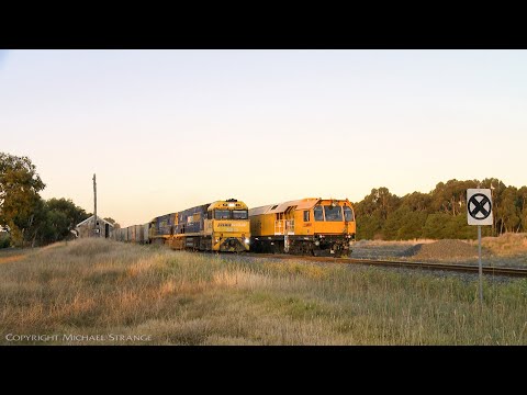5MP2 Steel Train Passes Loram Rail Grinder At Inverleigh (27/5/2021) - PoathTV Australian Railways