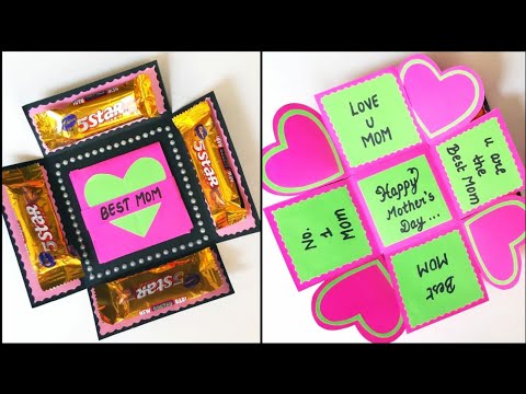 DIY Greeting Card for Mothers Day/Chocolate explosion box/Mother's Day card/suprise box card for Mom