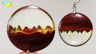 Necklace Pendants from Wood and Resin / Resin Jewelry