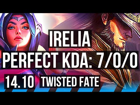 IRELIA vs TWISTED FATE (MID) | 7/0/0, 1100+ games, Godlike | KR Master | 14.10