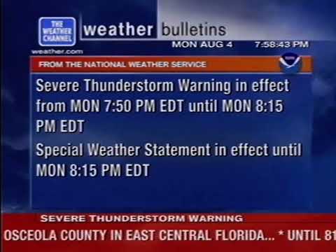WeatherStar XL Emulator - 8/4/2025 - 7:58pm - Severe Thunderstorm Warning 