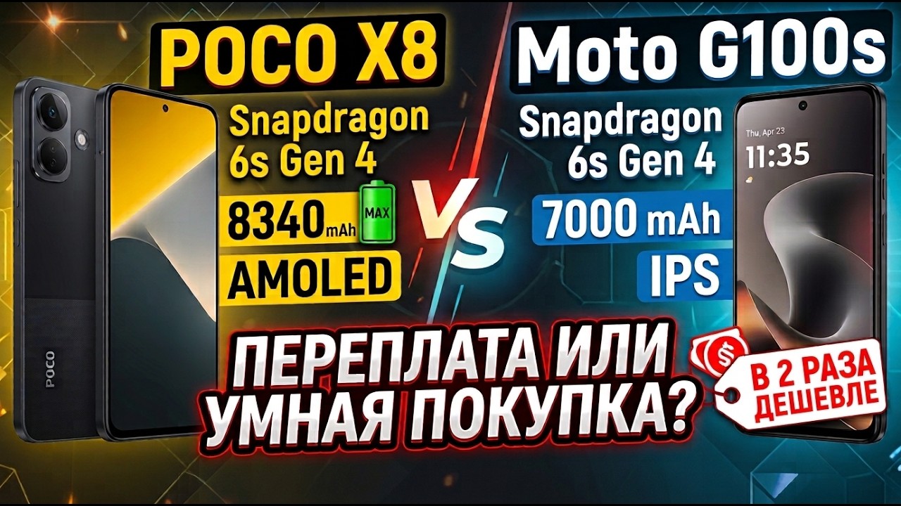 НЕ НАДО ПЕРЕПЛАЧИВАТЬ | СРАВНЕНИЕ POCO X8 И MOTOROLA G100S
