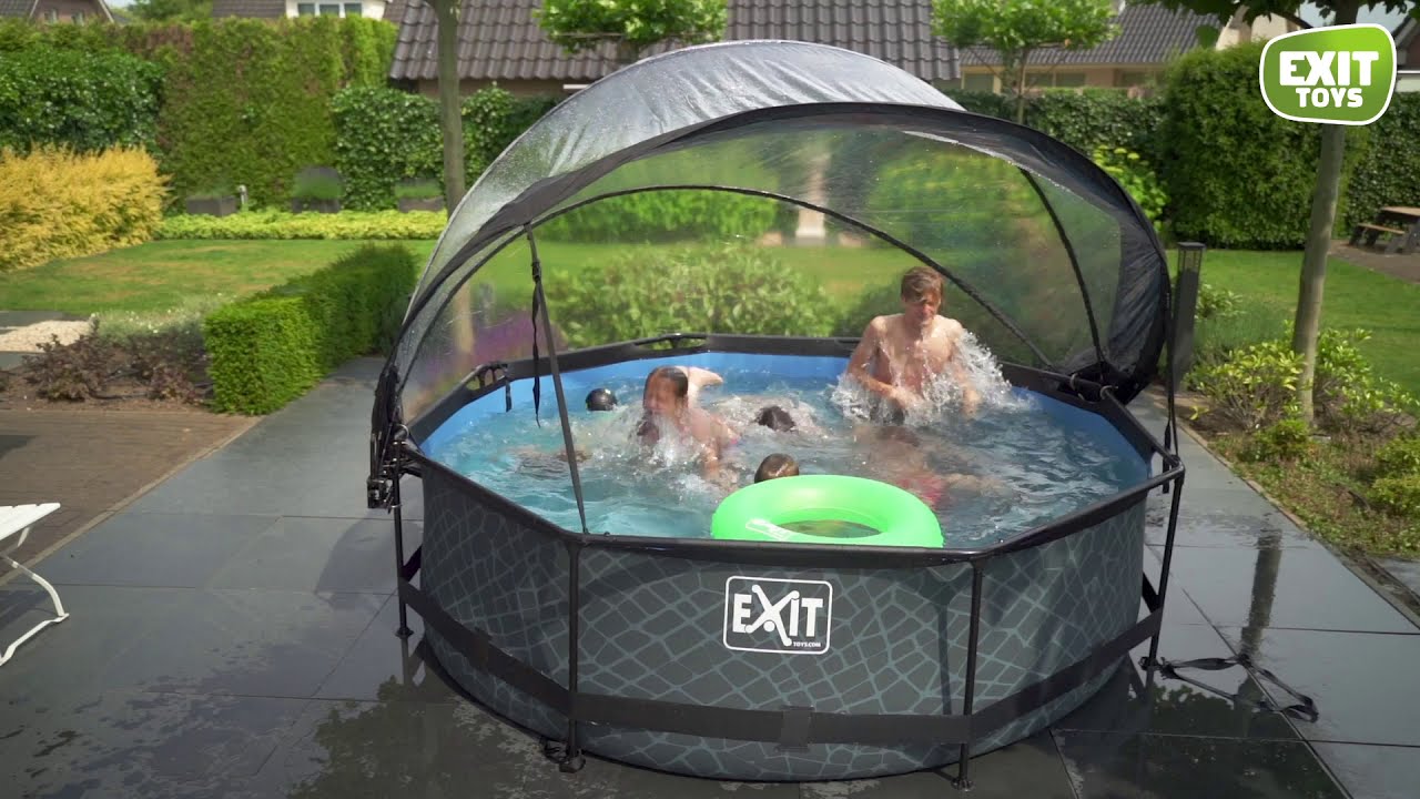 Бассейн Exit Black 300x76 см с фильтром-насосом и тентом