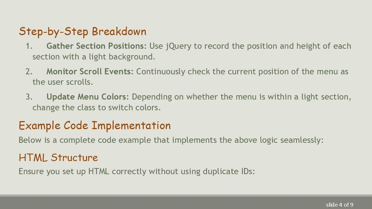 How to Dynamically Change Fixed Navigation Text Color Based on Background Color using JavaScript