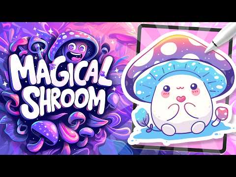 How to Draw ⭐ MAGICAL MUSHROOM ⭐ Kawaii PROCREATE Tutorial for Beginners