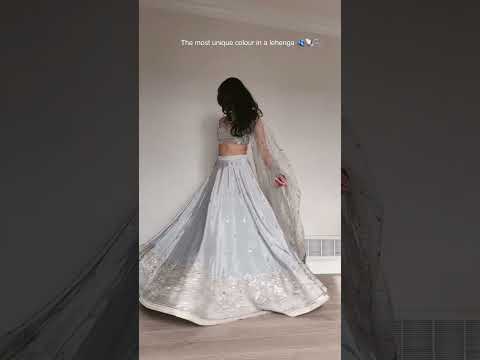 Light Gray Satin Silk Sequins Embroidered Lehenga Choli Set with 3.5-Meter Flair & Net Dupatta