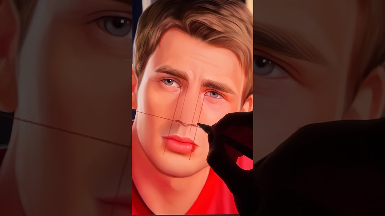 Fast nose tutorial 🥸 #chrisevans #howtodraw #digitalart
