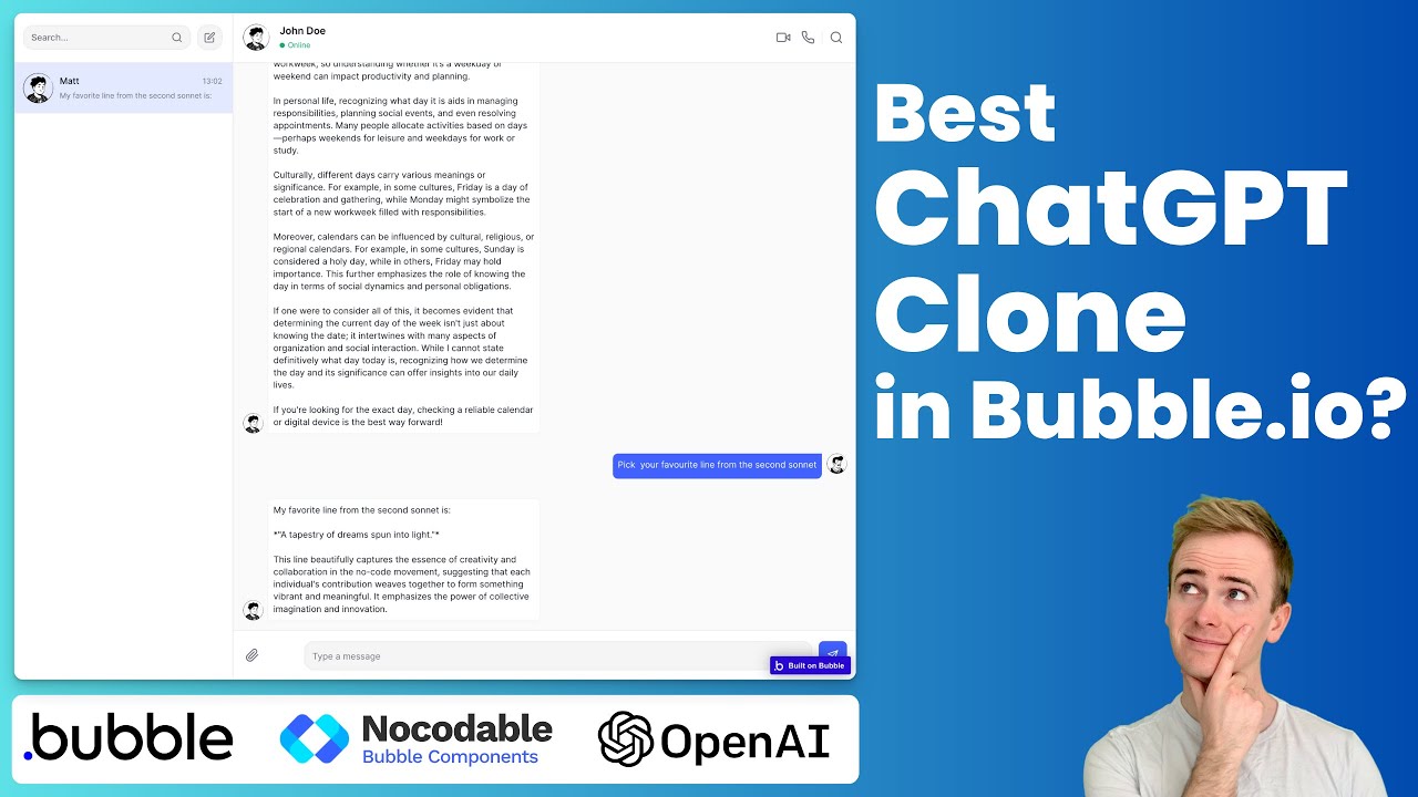 The Best Designed ChatGPT Clone in Bubble.io: Build It With No Code!