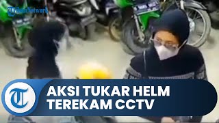 Viral Video Aksi Wanita Menukar Helm di Tempat Parkir Motor di Bandung Terekam Kamera CCTV