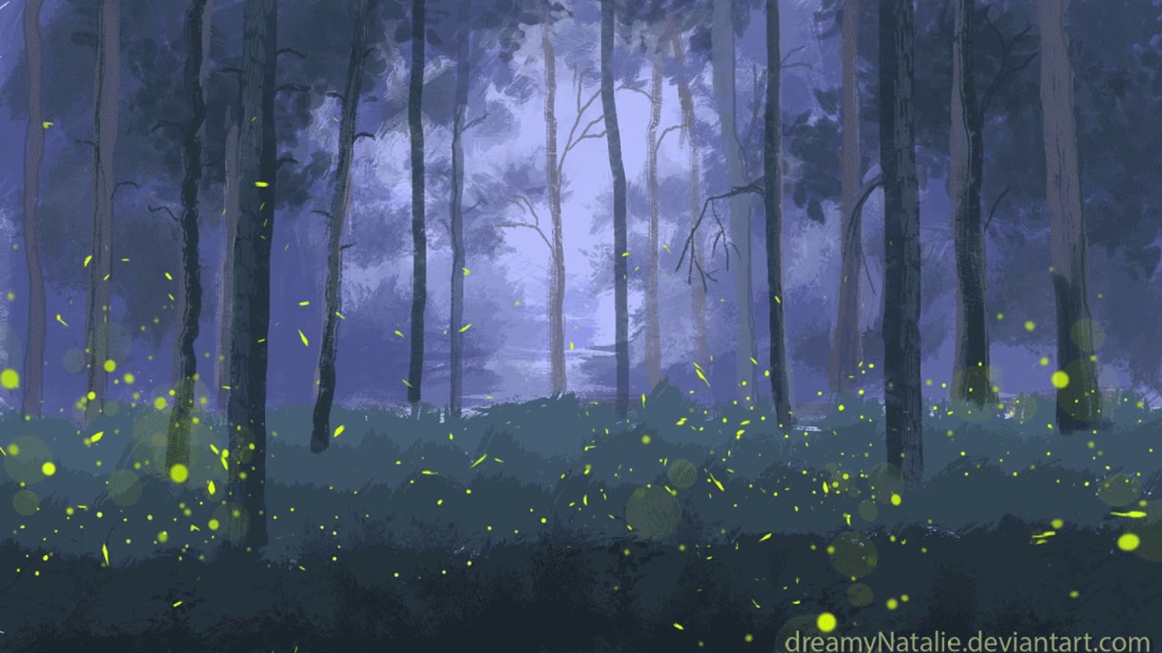 Fireflies in the forest - animation