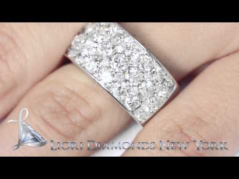 WBAJ-016 - 6.75 Carat F-VS Micro Pave Diamond Wedding Band 14k White Gold Anniversary Ring
