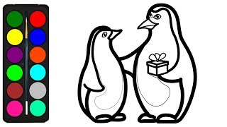 How to Draw a Penguin Coloring Pages for Kids, Toddlers - Easy Penguin Drawing for Kids