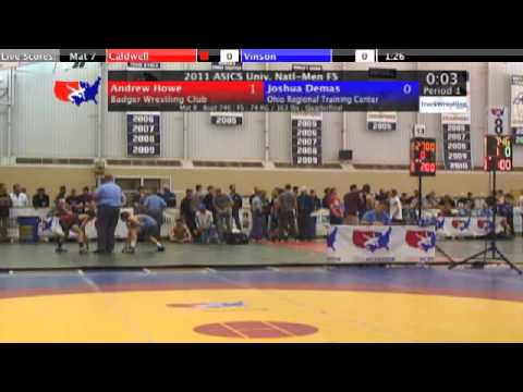 University Freestyle Quarterfinal 74kg - Andrew Howe vs. Josh Demas